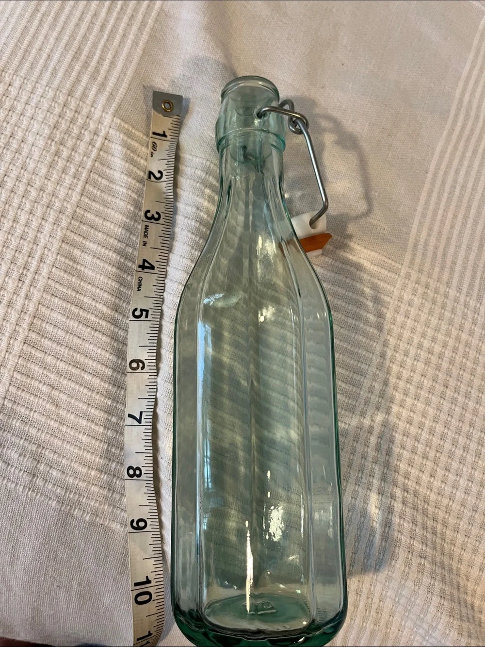 Italian Made Set of 3 Aqua Glass Flip-Top Bottles